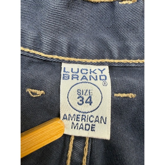 VTG 90's‎ Lucky Brand Dungarees Jeans Shorts Men 34 Blue Denim Distressed USA - Picture 3 of 16